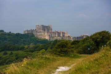 Landscape image close to Dover, Kent in South East England showing nature and castle