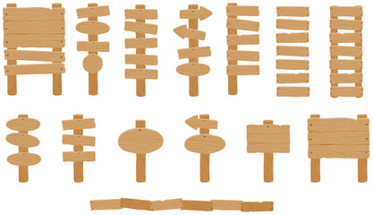 色々なタイプのシンプルな木製の案内立て看板セット／（オーク素材風）EPS推奨 - obrazy, fototapety, plakaty
