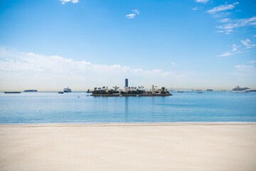 sea or ocean harbor view with boats and ships