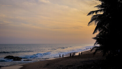 Sunset View to the Evening Cape Coast city in Ghana, West Africa
