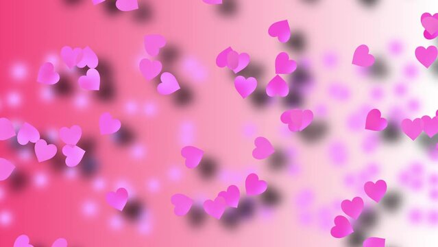 Pink love heart greeting on pink wallpaper background