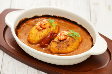 homemade quenelle (fluffy fish dumplings with creamy crayfish sauce ), French Lyonnais cuisine