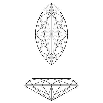 Marquise Cut Shape Diamond Sketch	. Marquise Diamond Isolated On White