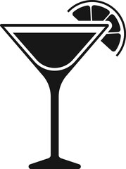 Cocktail black icon. Cosmopolitan alcohol drink refreshment