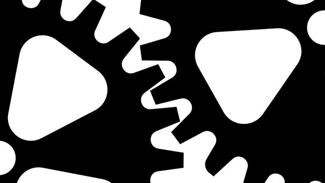 Video clip close-up zoom of gears in black color turning