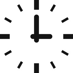 Clock face icon. Time hour black symbol