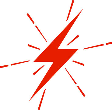 Red Lightning Bolt Icon. Electrical Power Symbol