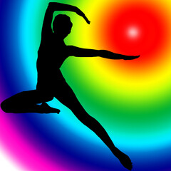 Obraz na płótnie Canvas arc en ciel danse saut gym acrobatie