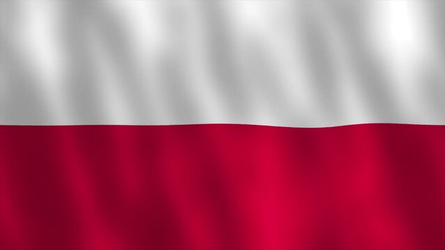 Poland flag waving 3d render video animation. Seamless looping. 4K footage