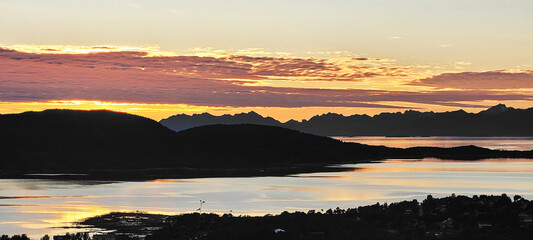sunset over sea in Lofoten