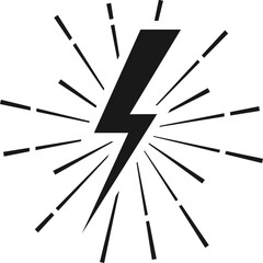 Lightning icon. Shining strike. Thunder bolt black symbol
