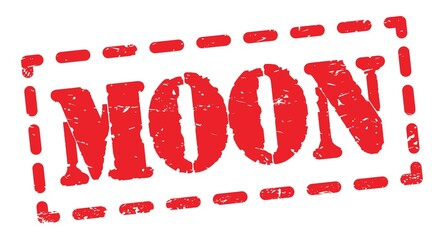 MOON text written on red stamp sign.