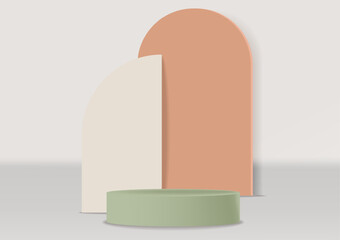 Realistic scene for cosmetics, boho stand vector, geometric form banner, modern scene for product, podium mockup