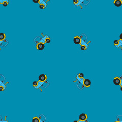A small tractor on childrens clothes. Pattern