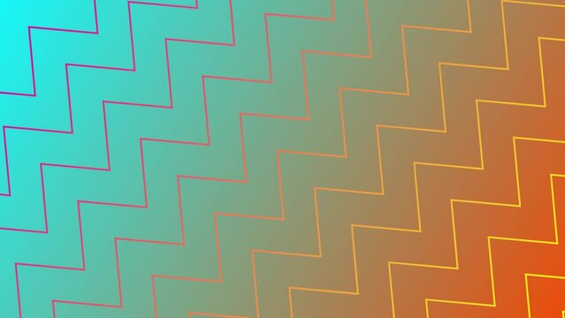 Animated zigzag lines on gradient background from cyan to orange rotated by 45 deg