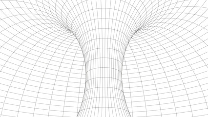 Futuristic abstract frame wormhole. 3D portal hole grid background. For website and banner design. Big data visualization. Vector illustration.