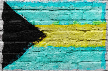 National flag on the graffiti - brick wall