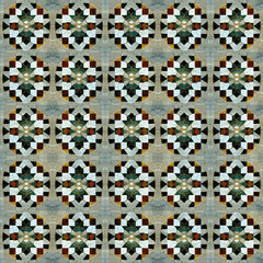 Geometric Marble Floor Mosaic