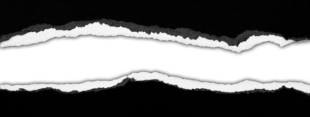 Ripped black paper on plain background, space for copy