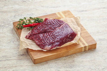 Raw beef machete steak for grill