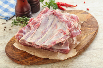 Raw pork ribs for cooking