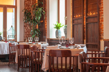 interior of an expensive restaurant, without people