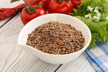 Dry Raw flax seed in the bowl