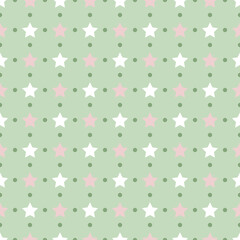 Seamless pattern with stars and dots. Design for printing on textiles, clothing, wrapping paper