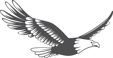 Flying eagle logo. Black power bird symbol