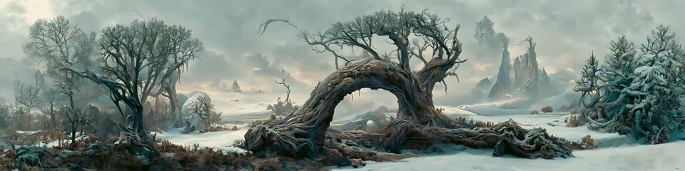 Fototapeta premium Artistic concept painting of a forest landscape, background illustration.