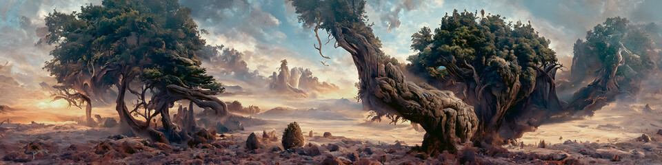 Fototapeta premium Artistic concept painting of a forest landscape, background illustration.