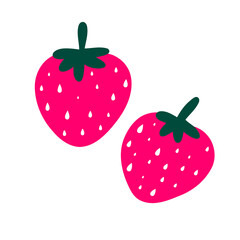 cute strawberry fruit. summer strawberry. stock vector illustration on a white background.