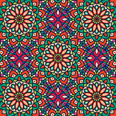 Abstract festive colorful floral vector mandala ethnic tribal pattern