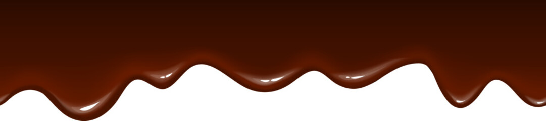 Flowing caramel. Dripping chocolate. Realistic sweet border