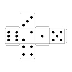 Paper template for game dice, vector
