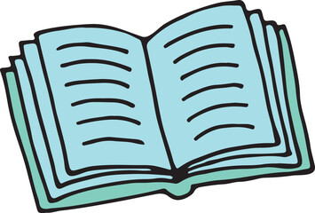 Reading color icon. Book doodle with open pages
