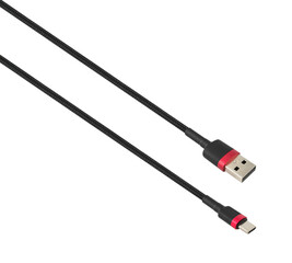 cable with USB and Type-C connector on white background