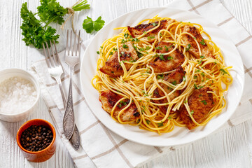 Fried turkey breast with gluten free pasta