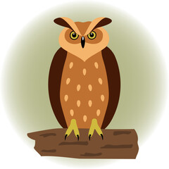 Vector illustration of an owl on a branch