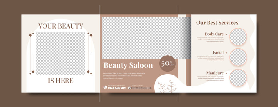 Beauty and spa social media post template design collection. Editable vector design.