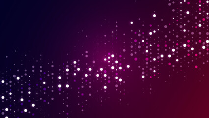 Obraz premium Purple abstract background of dots. Texture of random particles, mosaic. Chaotic ornament. Linear pattern of small points. Design of banner, poster for website, frame for social networks. Vector