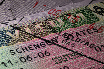 Obraz premium Schengen States visa in passport