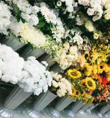 realistic artificial flower bouquets in vases at sale