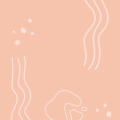 Naklejka premium Background with organic abstract shapes and leaves. Line in pastel colors. Background in minimalist style. Contemporary vector Illustration.
