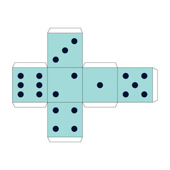 Paper template for game dice, vector