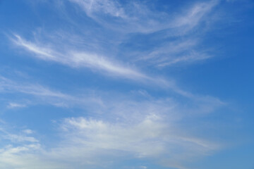 beautiful blue sky with clouds on bright sunny day for abstract background