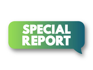 Special Report - short review-style articles that summarize a particular niche area, text concept message bubble