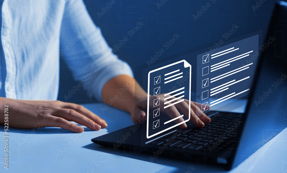 Poster Business productivity checklist and filling survey form online.Fast checklist and clipboard task management.