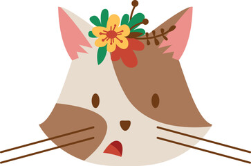 Funny princess cat head with shock face expression