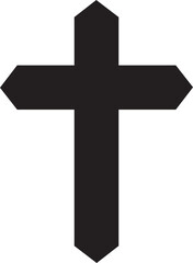 Black cross. Simple silhouette. Cemetery religion symbol